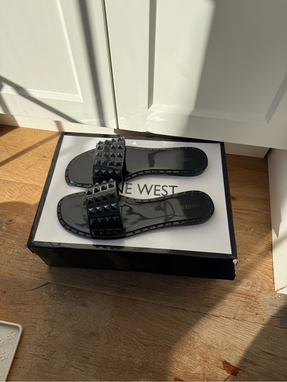 Forever 21 Black Studded Slide Sandals